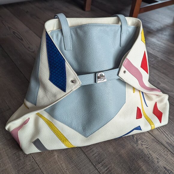 Akris Handbags - Akris Ai Medium Leather Shoulder Tote Special Edition Avant Garde Patchwork